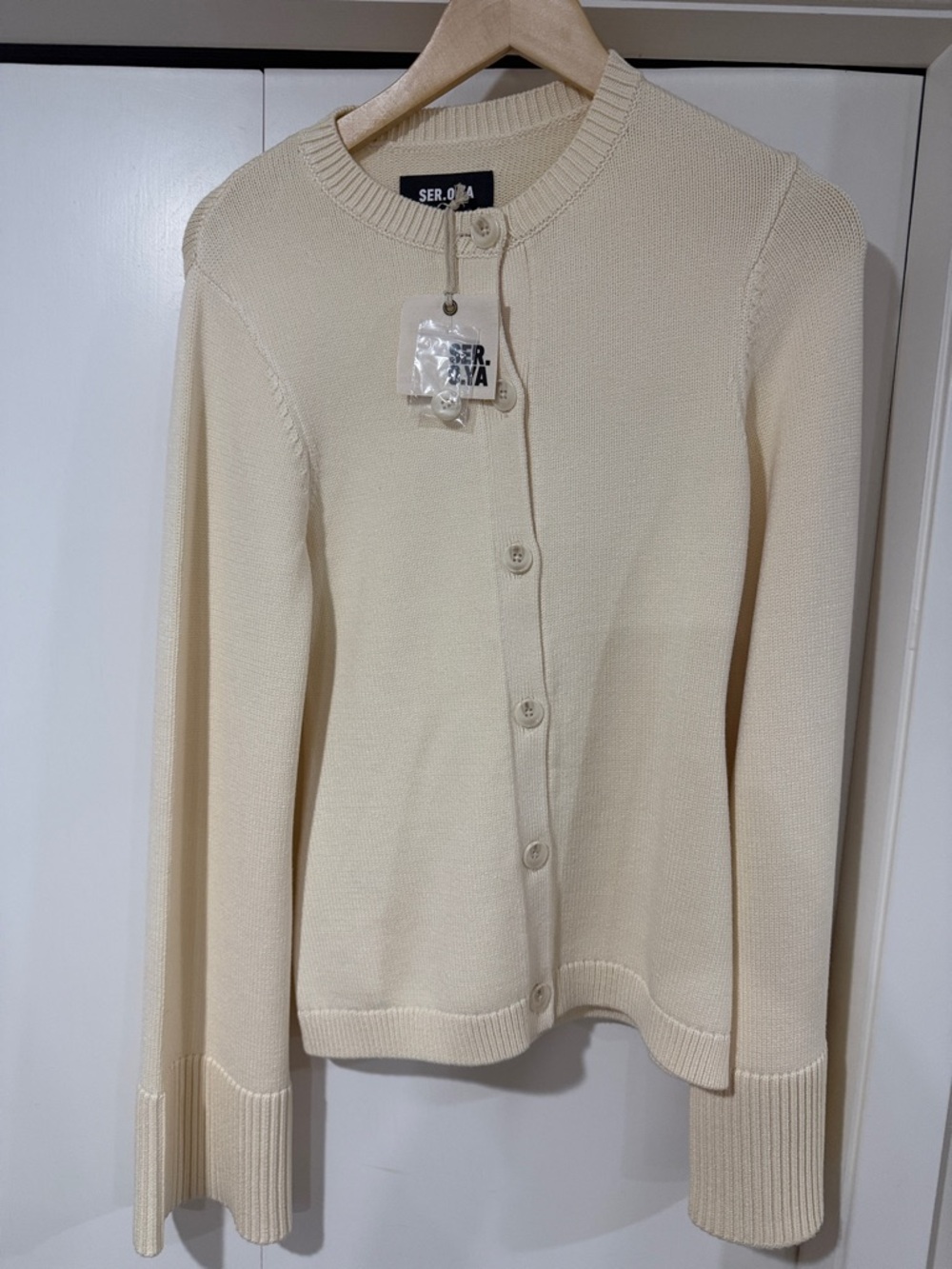 SER.O.YA Cream Button-Front Knit Cardigan
